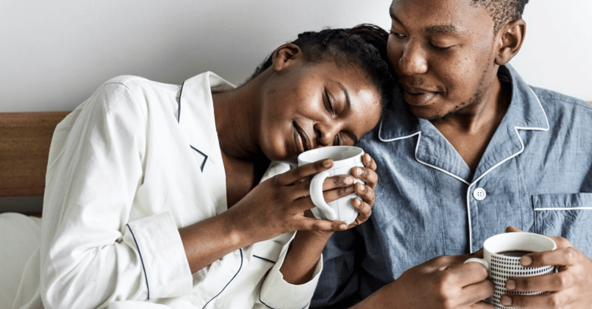 Black couple experiencing intimacy and romance